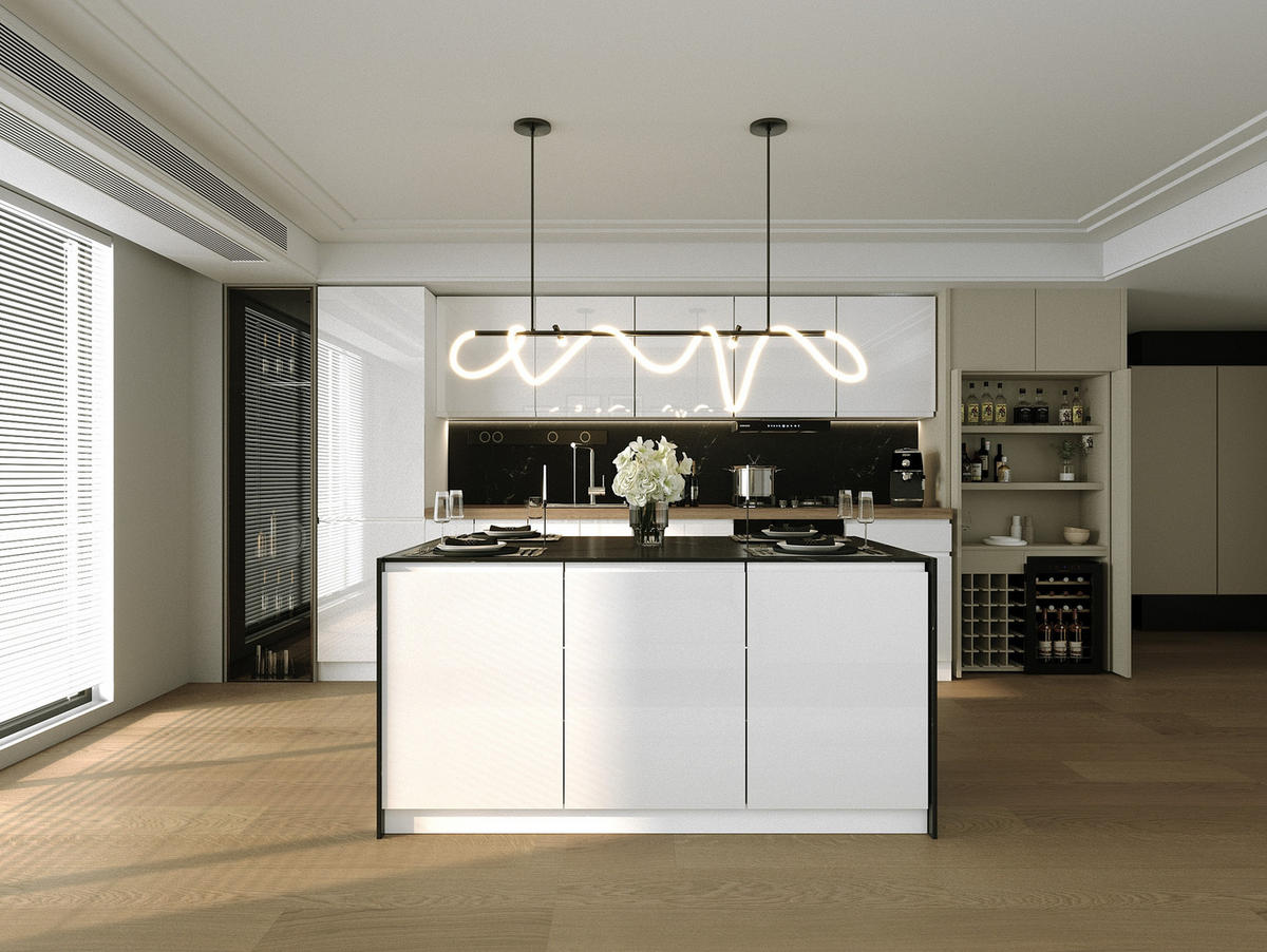 KÜCHENINSEL 360 cm - Aspen Aspen KA21-M360 - Weiß/Hochglanz - Weiß Hochglanz, Holz (540/212/58cm)