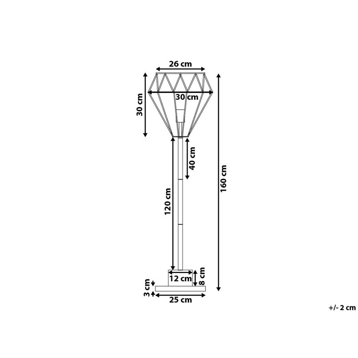 STEHLAMPE Mooni 30/30/160 cm - Messingfarben, Metall (30/30/160cm) - Beliani