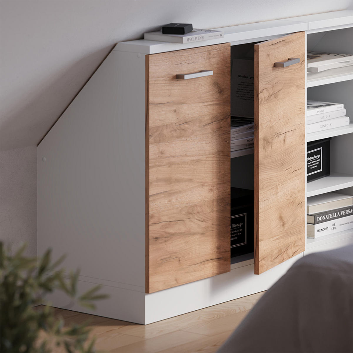 ŠIKMÁ SKŘÍŇ Rion Zlatá síla dub/bílá - bílá/medově dubová, kompozitní dřevo (80/81.6/46cm) - Vicco