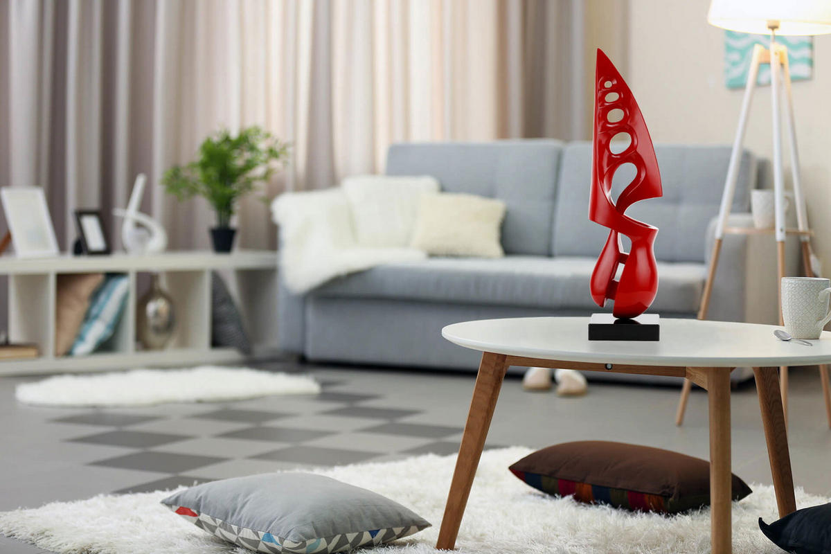 SKULPTUR Rot 15/56 cm - Rot, Stein (3/56/15cm) - KUNSTLOFT