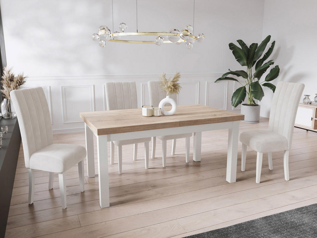 ESSTISCH Avena rechteckig ausziehbar, Sonoma Eiche 120/80/78 - Braun/Weiß, Holz/Holzwerkstoff (80/160/78cm) - WFL GROUP