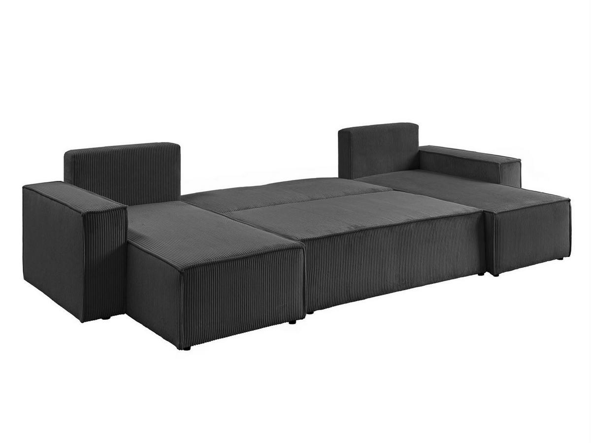 WOHNLANDSCHAFT Gepolstertes CARLO U Cord mit Schlaffunktion und Bettkasten, Poso 34 - Dunkelgrün, Textil (315/83/143cm) - Lookway