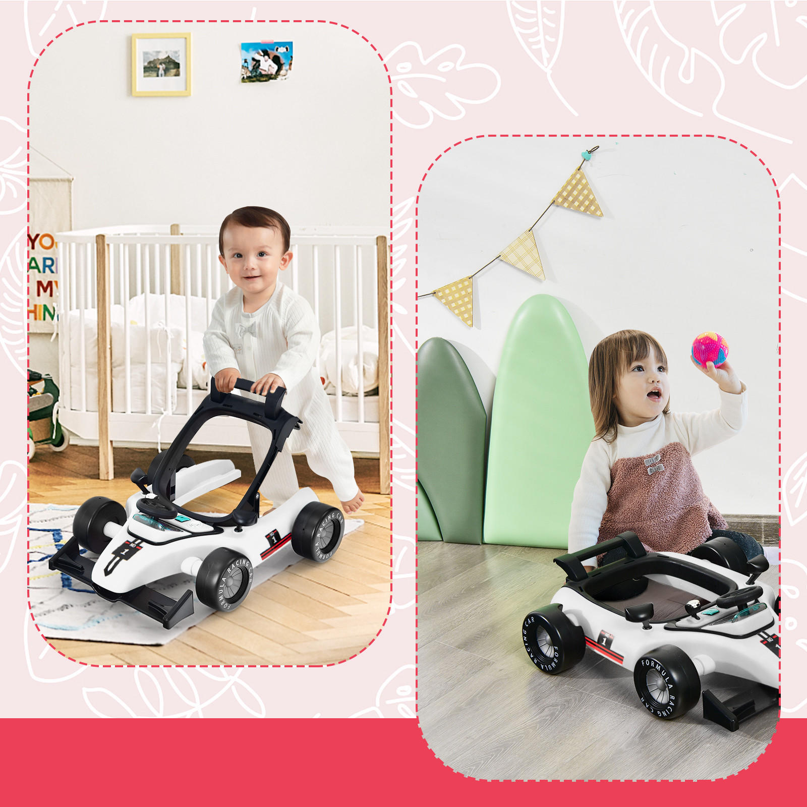 LAUFLERNWAGEN Klappbar Weiß - Weiß, Kunststoff (64/56/76cm) - COSTWAY