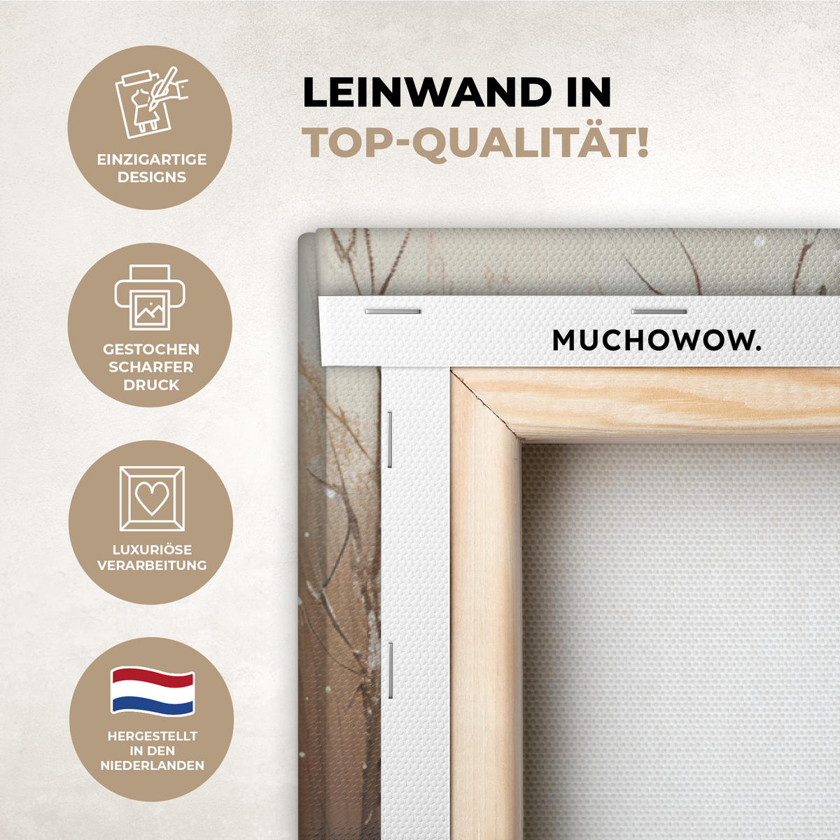 LEINWANDBILD Weihnachten - Zuhause - Winter - Schnee Wohnzimmer 120x80 cm - Creme, Textil (120/80cm) - MuchoWow