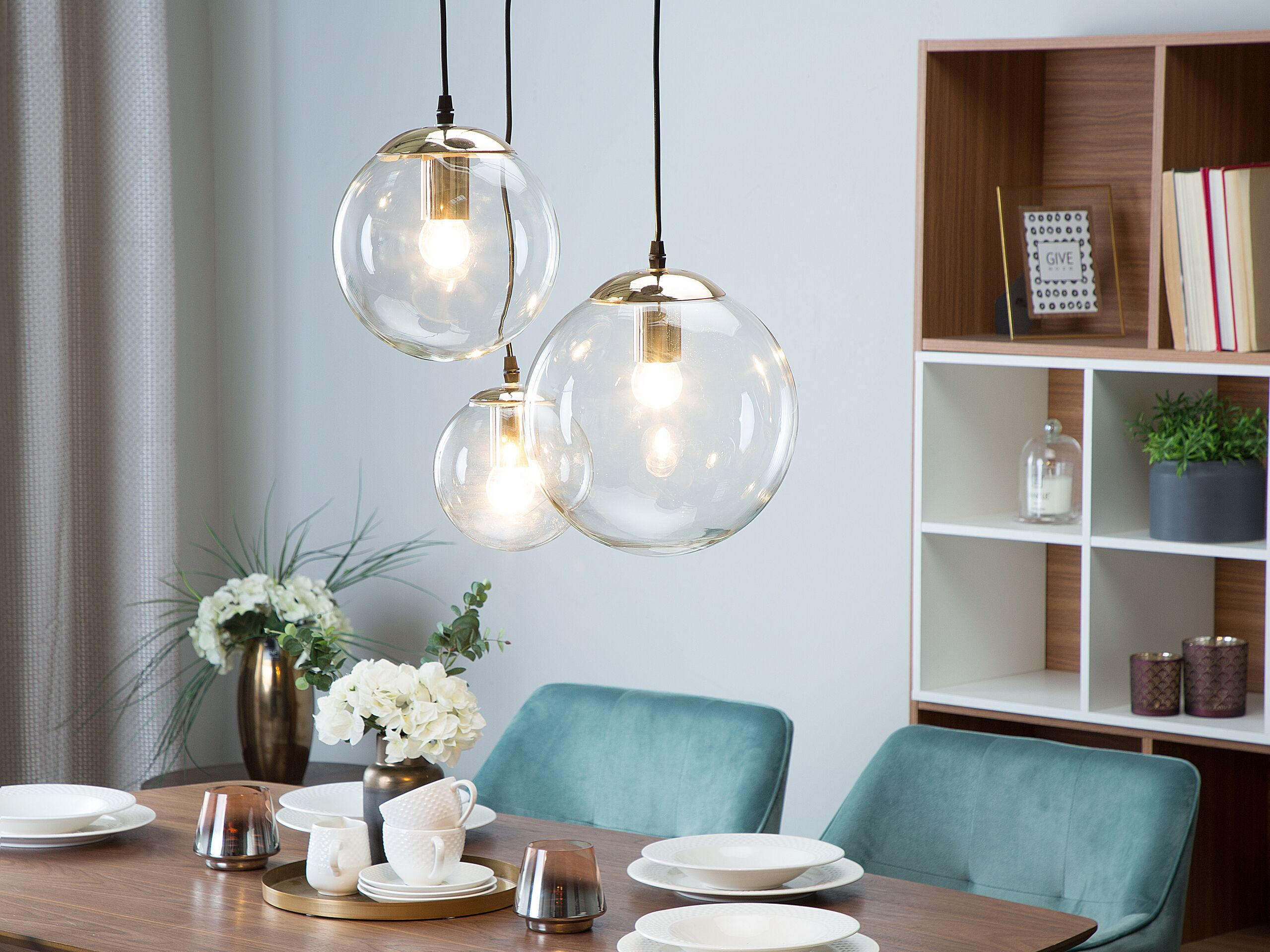 HÄNGELEUCHTE 3er-Set Ladon 25-25/20-20/15-15/108 cm - Transparent, Glas (25/25/108cm) - Beliani