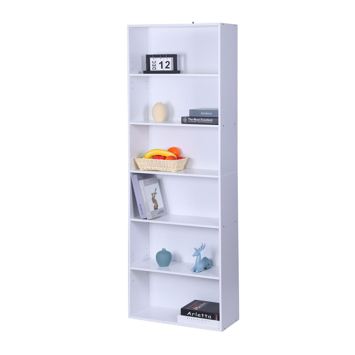 BÜCHERREGAL - Weiß, Holzwerkstoff (60/178.5/24cm) - Relaxdays