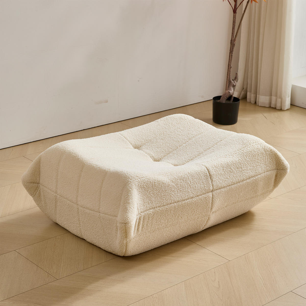SITZSACK 112/189/82 cm Beige aus Teddyfleece mit High-Density-Schaum - Beige, Textil (112/82/189cm) - MIVRAY
