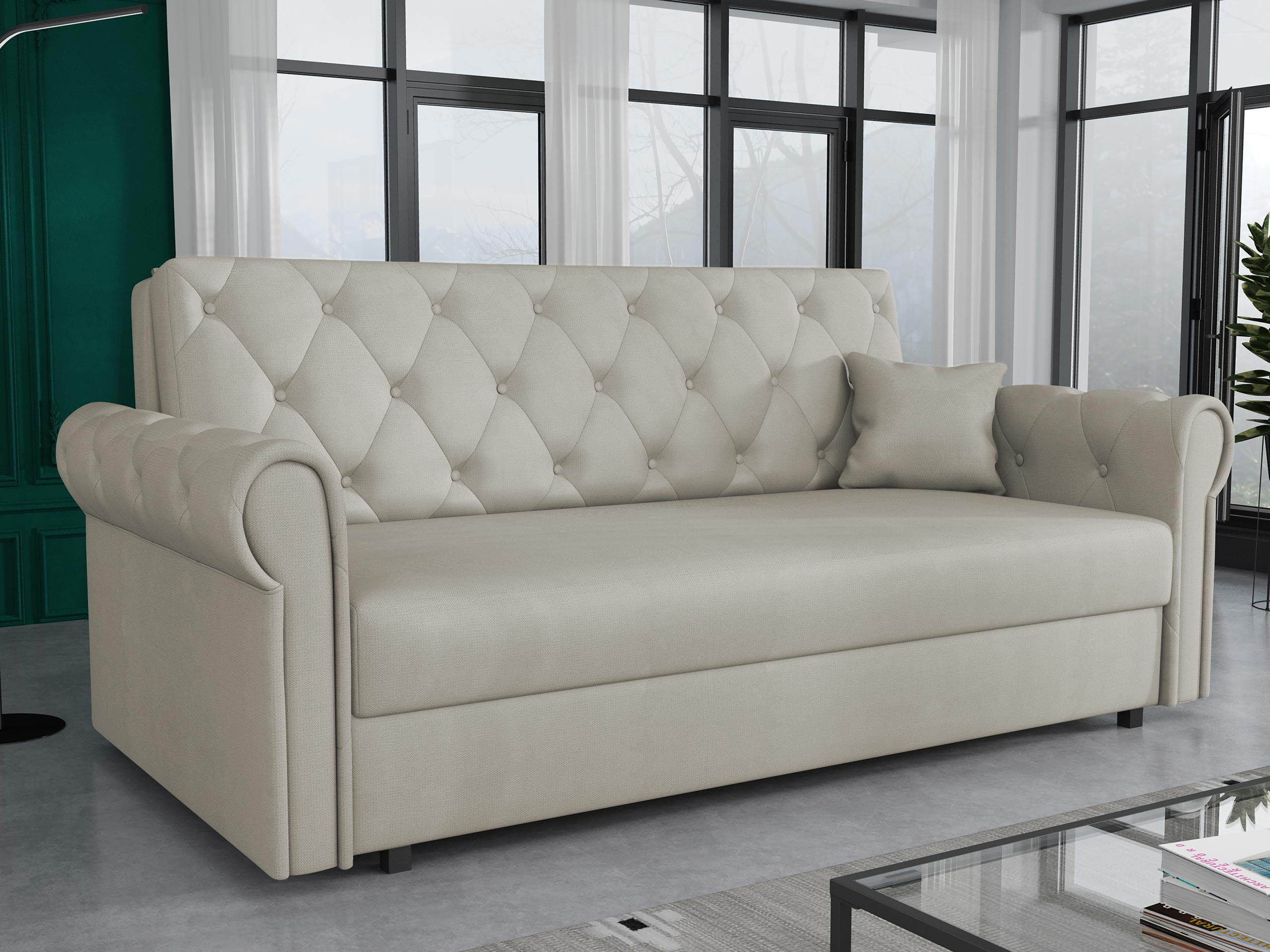 SCHLAFSOFA Viva Roma IV - Beige/Schwarz, Holz/Textil (188/85/98cm) - MIRJAN24