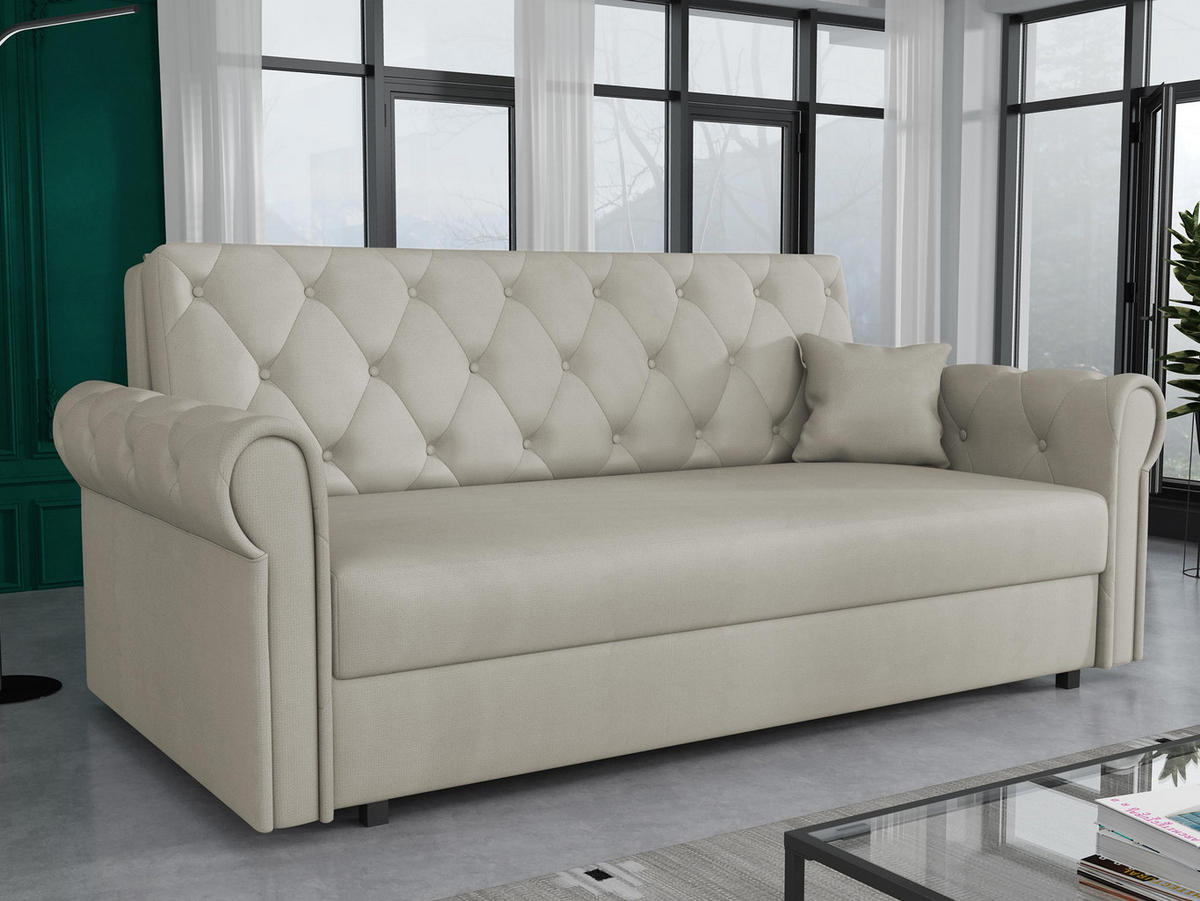 SCHLAFSOFA Viva Roma IV - Beige/Schwarz, Holz/Textil (188/85/98cm) - MIRJAN24