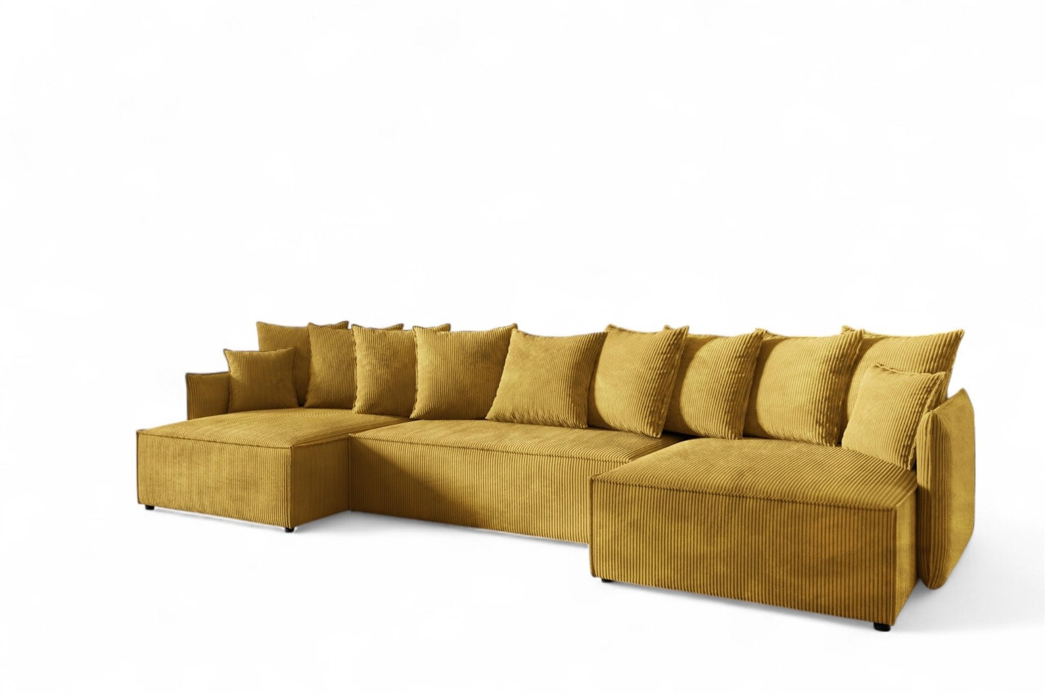 WOHNLANDSCHAFT Minea - Gelb, Holzwerkstoff/Textil (362/70/153cm) - Fun Möbel