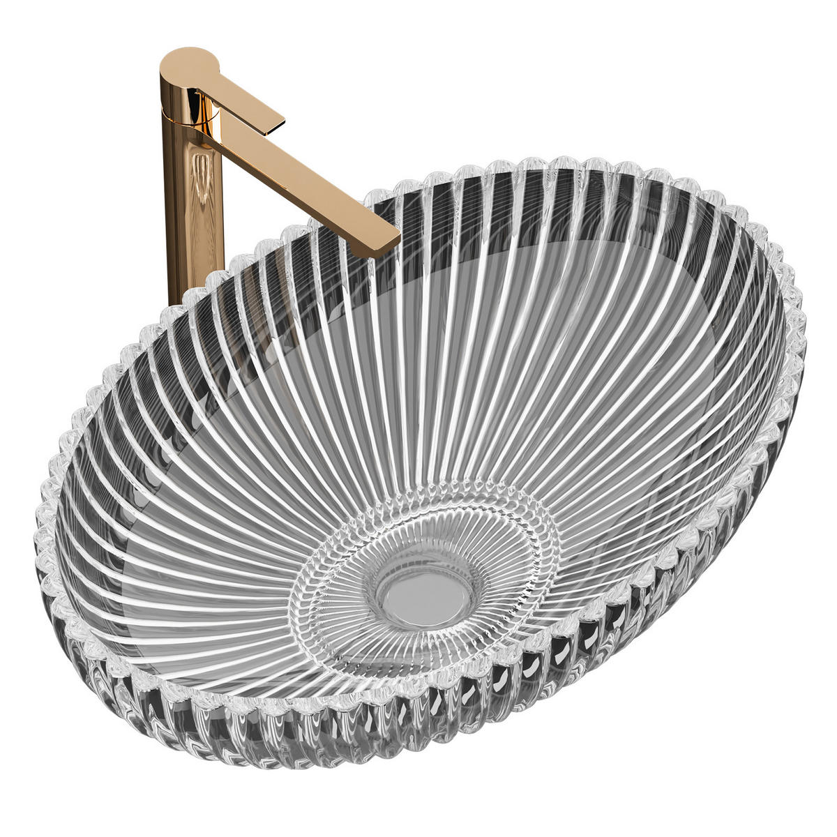 WASCHBECKEN Klarglas Oval 51/ 35/ 15 cm - Transparent, Glas (35/15/51cm) - EMKE