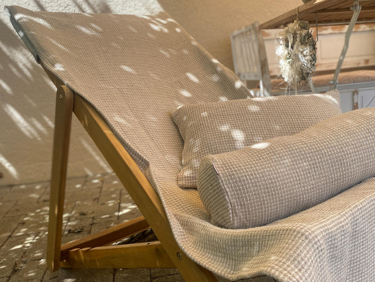 NACKENROLLENBEZUG Leinen-Waffelpique 15/40 cm - Beige/Naturfarben, Textil (15/40cm) - beties Heimtextil