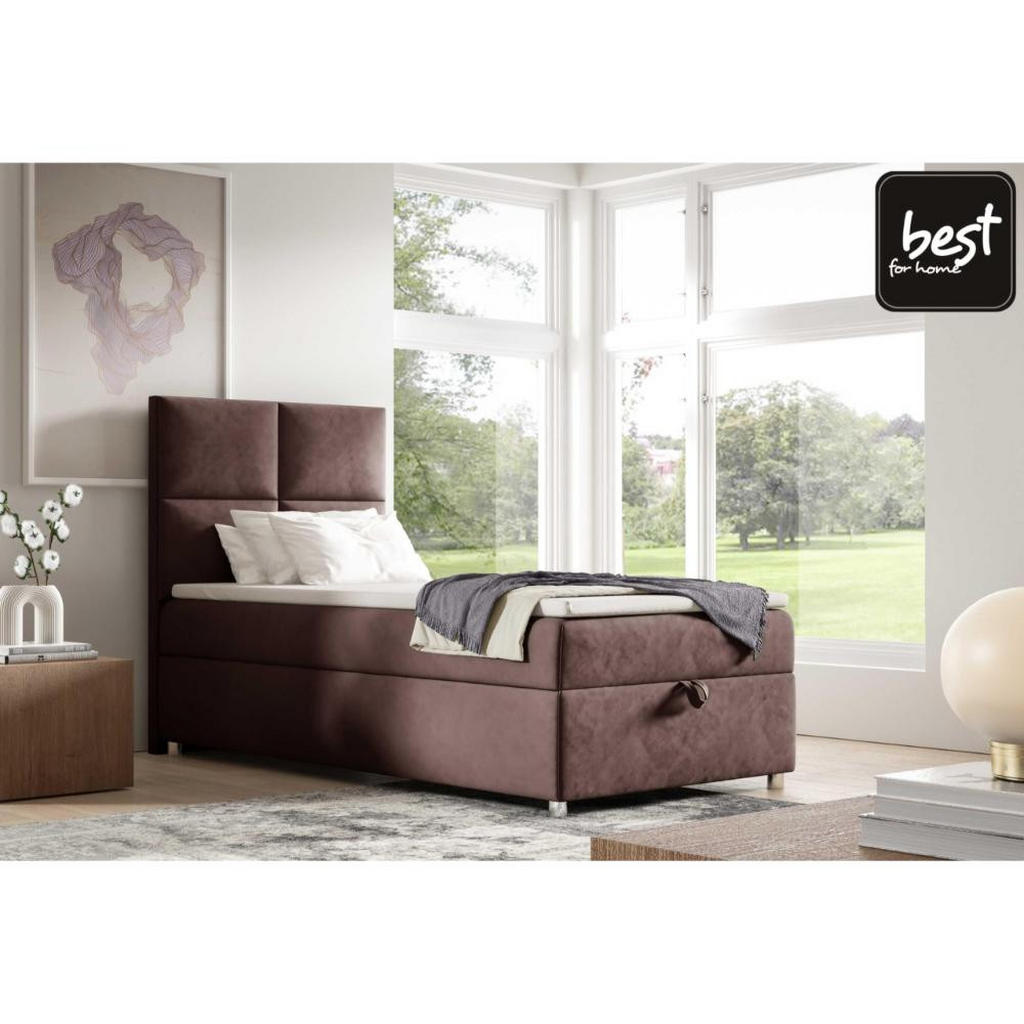 Thumbnail - Best For Home Boxbett, Braun, Textil, Rechteckig, 70x200 cm, Schlafzimmer, Betten, Boxspringbetten