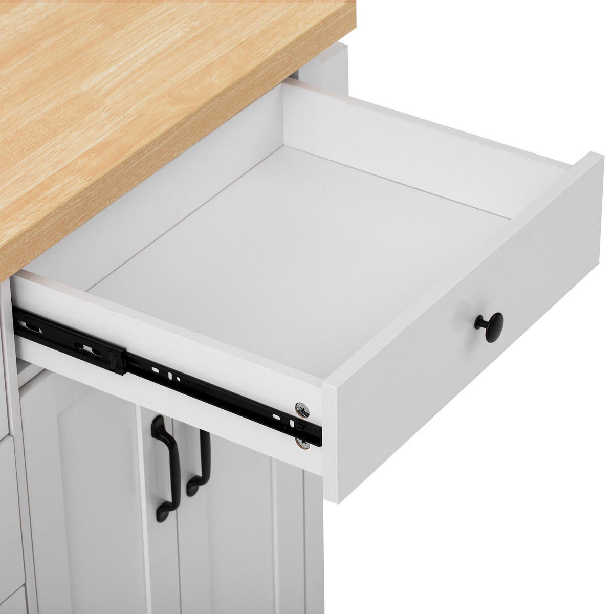 KÜCHENINSEL DE-41116 107/45-70/90,5 cm mit ausklappbarer Arbeitsplatte Weiß - Weiß, Holzwerkstoff (107/90.5/45cm) - ComfortXL