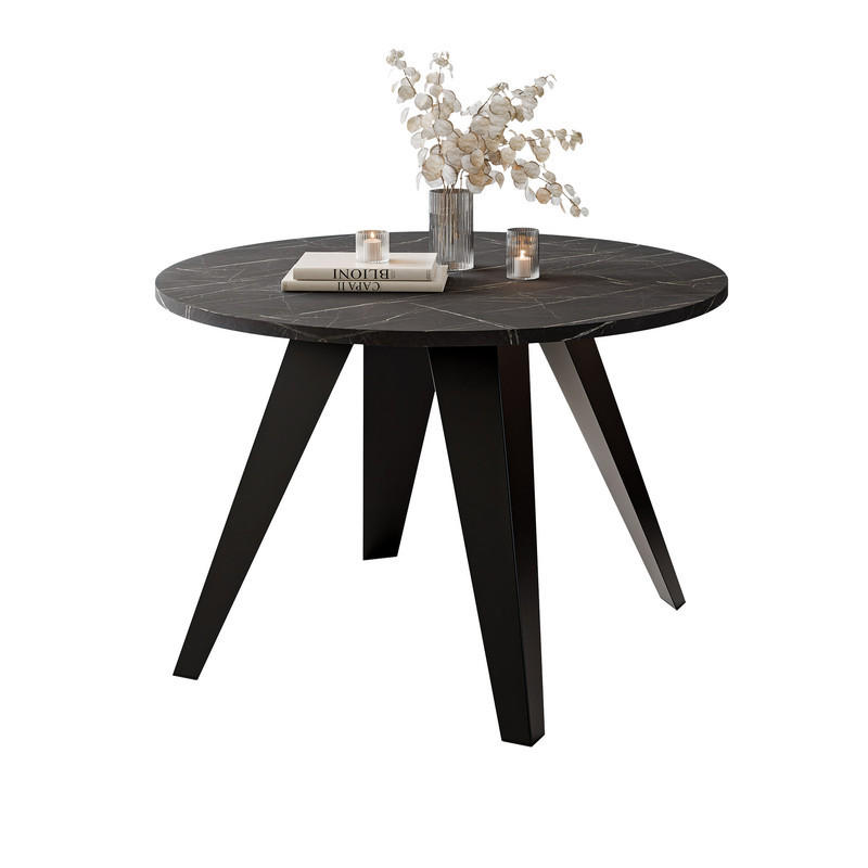 COUCHTISCH FRESCO 75/50 cm runden, Schwarz / Grigia Pietra (Steingrau) - Schwarz/Grau, Metall (75/75/50cm) - Idohome
