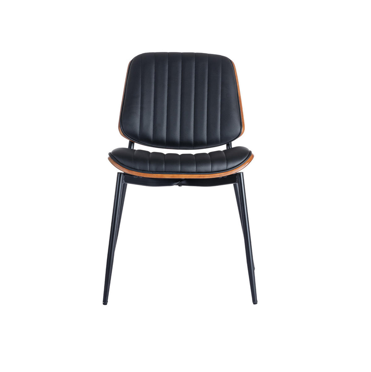 ESSZIMMERSTUHL 2er-Set Mid-Century PU-Leder Schwarz - Schwarz, Metall (48.3/83.3/57.4cm) - Meubliv