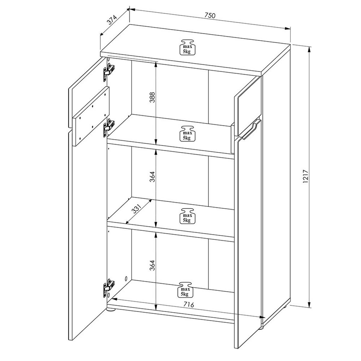 KOMMODE Manresa-36 - Braun, Holzwerkstoff (75/122/38cm) - Lomado