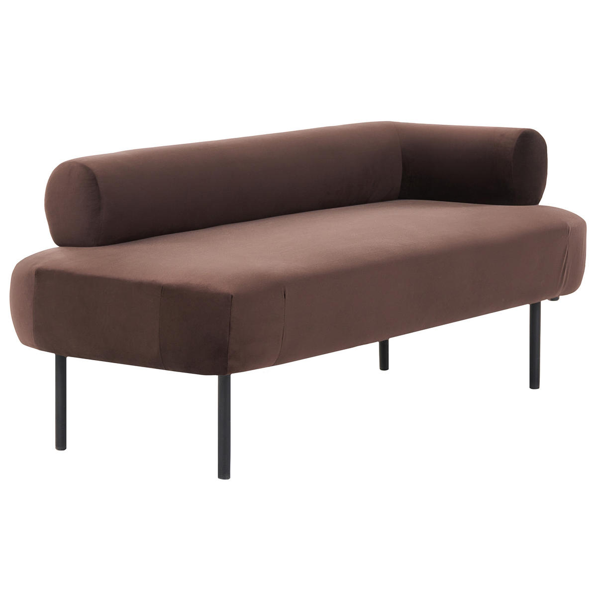 ČALOUNĚNÉ LEHÁTKO CHAISE LONGUE PRAVOSTRANNÉ Sametová látka Tmavě hnědé Mirmande - černá/hnědá, textil (153/65/70cm) - Beliani
