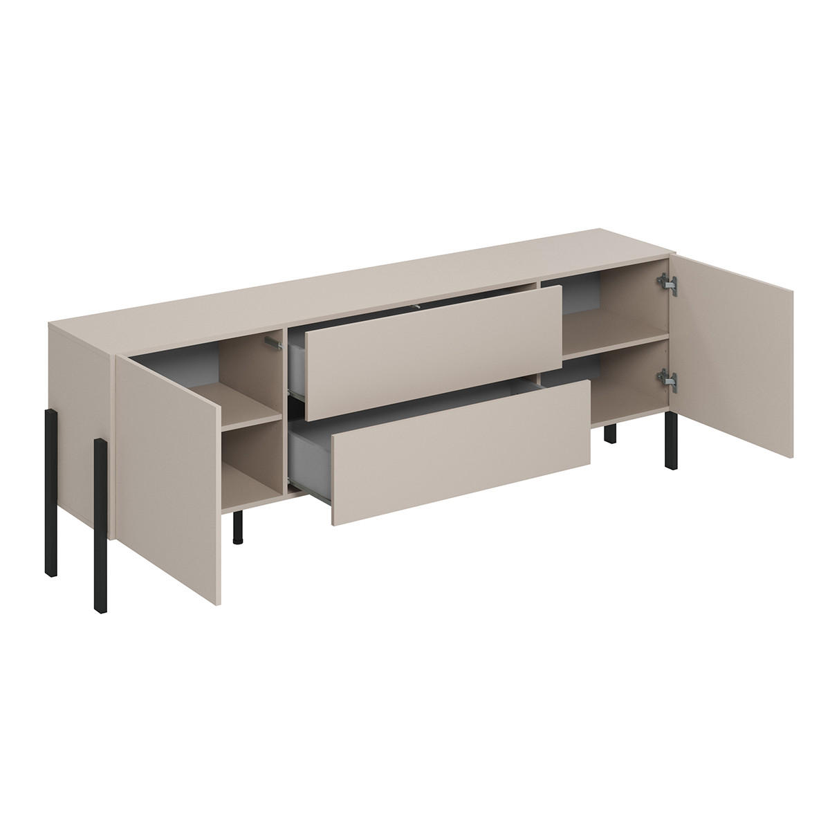 TV STOLEK Bérénice Kašmír a černá - béžová, kompozitní dřevo (204/70/40cm) - Petits-meubles