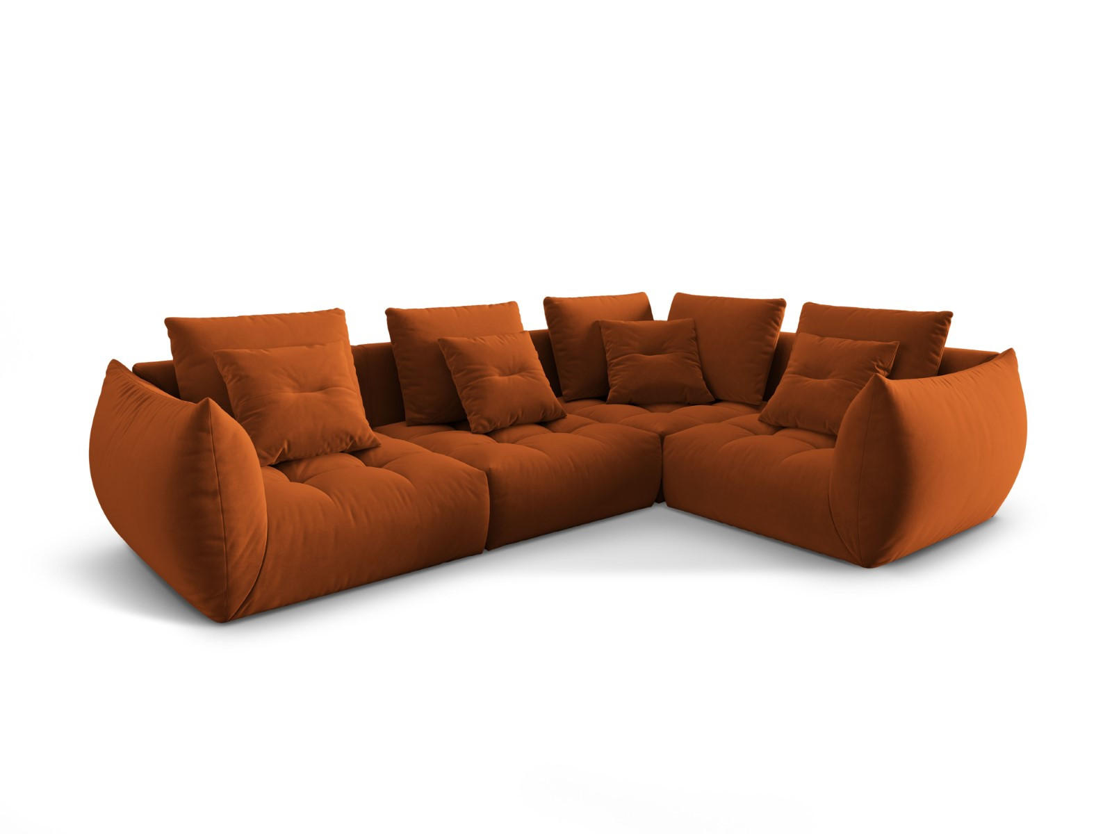 ECKSOFA modular rechts Bloom aus Samt terrakotta 3 Sitzplätze - Terracotta, Textil (216/316cm) - Micadoni