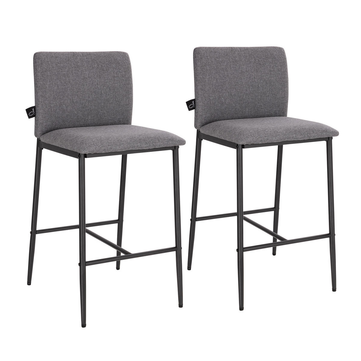 BARHOCKER ERIK mit Rückenlehne 2er Set Dunkelgrau - Schwarz/Grau, Textil (41/90/46cm) - SVITA