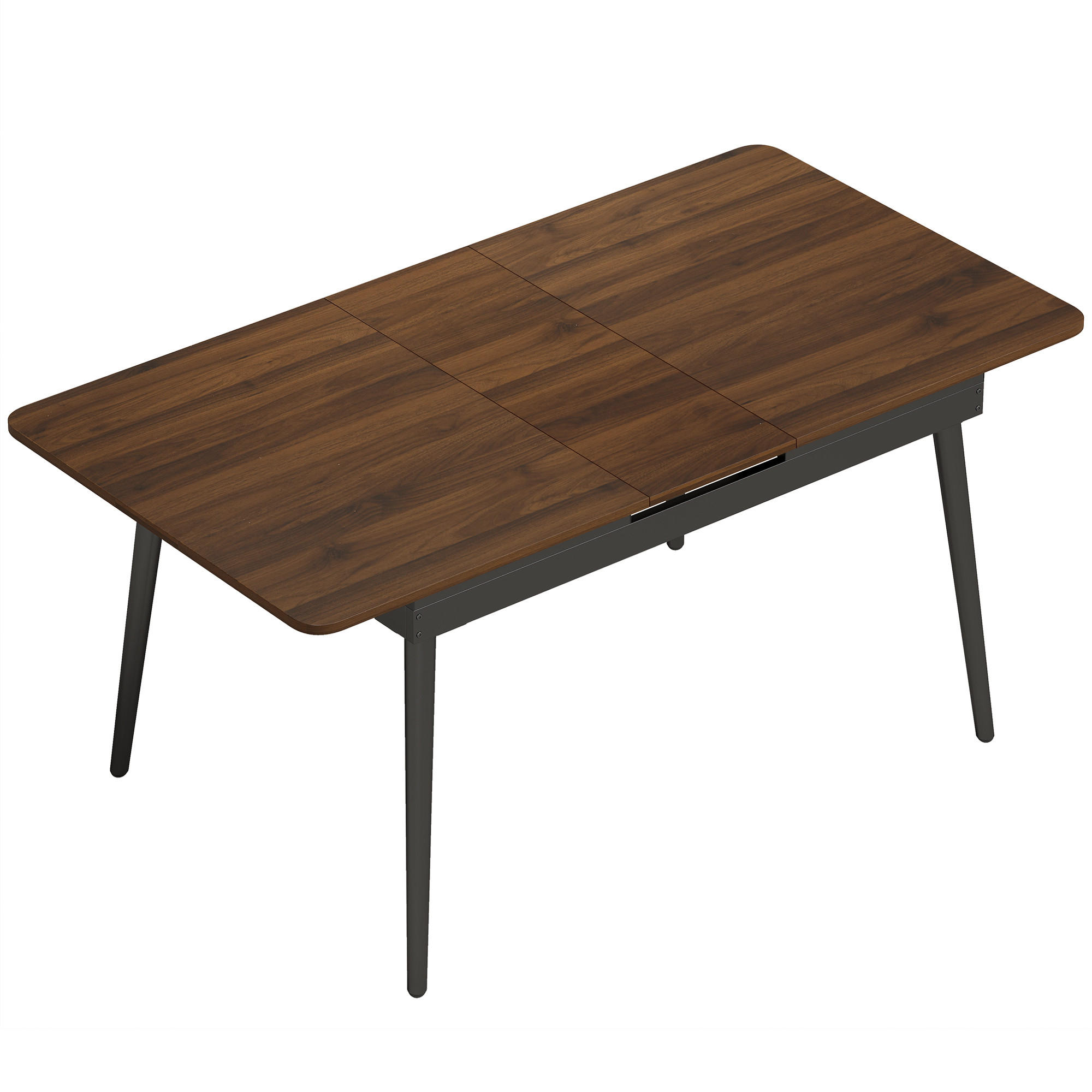 AUSZIEHBARER-ESSTISCH MDF Walnuss - Walnussfarben/Schwarz, Holzwerkstoff/Metall (160/85/75cm) - HOMCOM