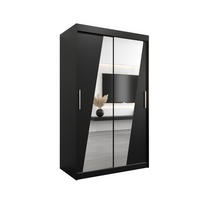 SCHWEBETÜRENSCHRANK 200/120/62 2-türig - Silberfarben/Schwarz, Holz/Kunststoff (120/200/62cm) - MÖBEL KRYSPOL