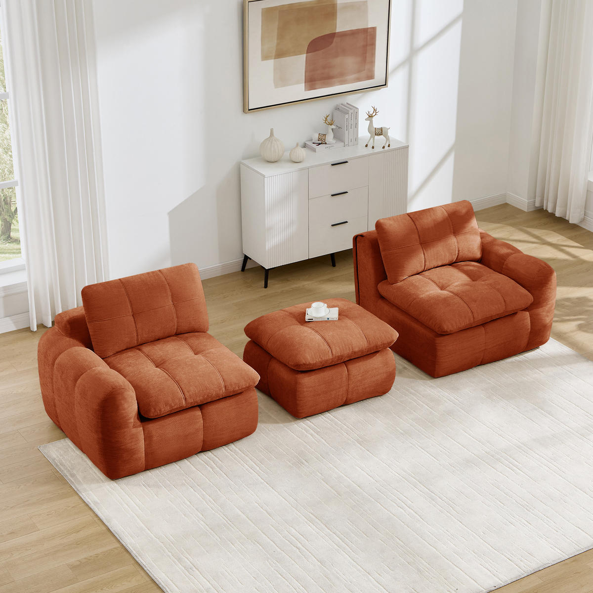 SOFA 194/160/68 cm in Orange aus Chenille, montagefrei und flexibel - Orange, Textil (160/68/194cm) - Flora Grace