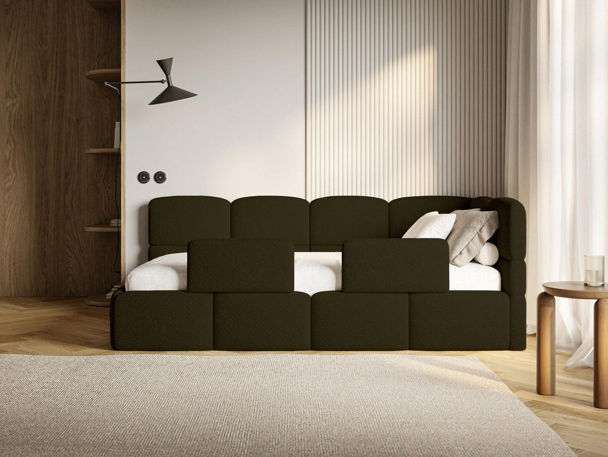 KINDERBETT Cloudy Olivgrün 120 x 200 cm - Schwarz/Olivgrün, Kunststoff/Textil (120/200cm) - Selsey