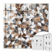 SCHLÜSSELBOX Weiß 30x30 cm – Türöffnung nach rechts - Geometrisches Mosaik - Braun, Metall (30/30/5cm) - TULUP