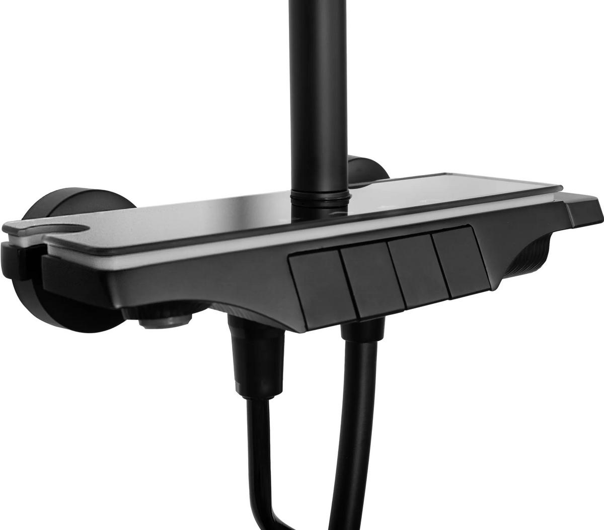 DUSCHGARNITUR Rea Savio Led Black - Schwarz, Metall (28/120/13cm) - REA