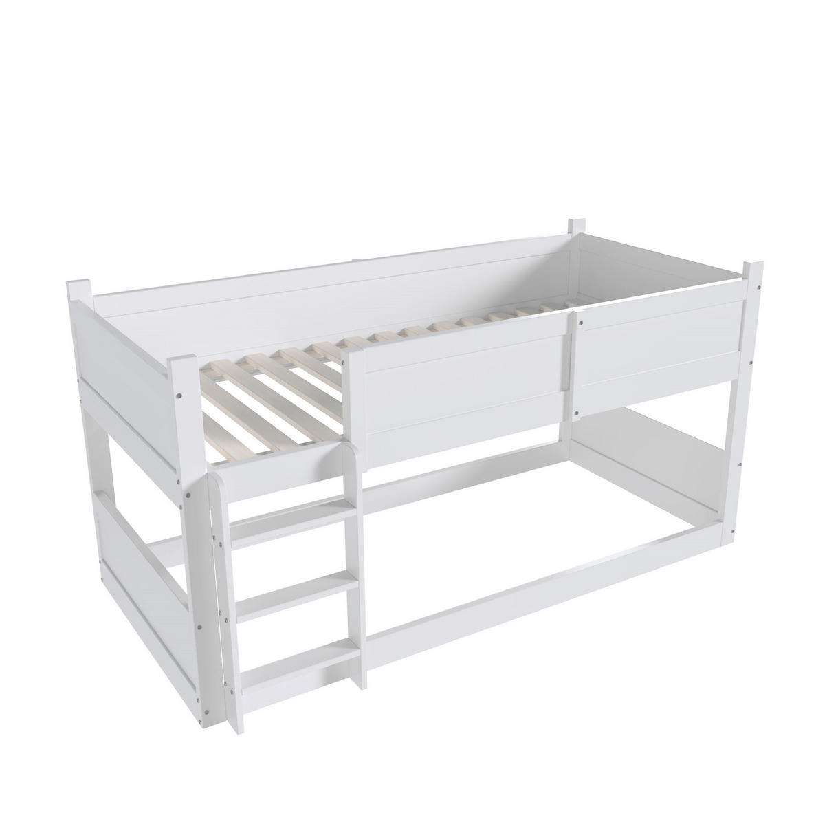 ETAGENBETT 90/200 cm Weiß aus Holz 3 Schlafplätze umbaubar mit hohem Rausfallschutz - Weiß, Holzwerkstoff (90/200cm) - OKWISH