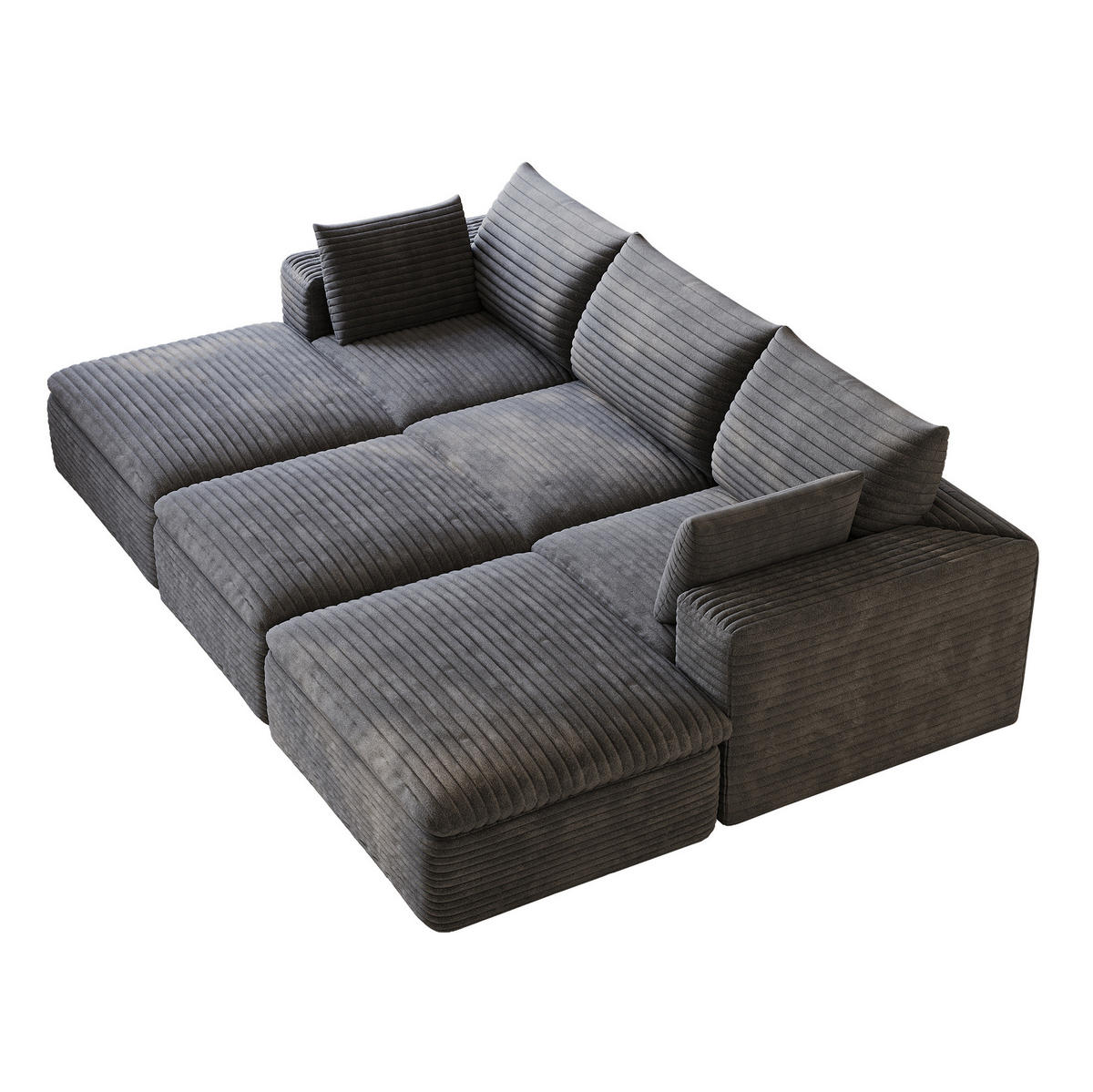3-SITZER-SOFA aus Stoff 260 cm Dunkelgrau mit Schaumstoffpolsterung und flexibel kombinierbarem Design - Dunkelgrau, Textil (260/60/160cm) - Modfu