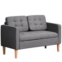 2-SITZER Sofa Stoffsofa Doppelsofa abnehmbar mit Kissen Gummiholz Baumwoll Grau - Naturfarben/Grau, Holz/Textil (62/78/117cm) - HOMCOM