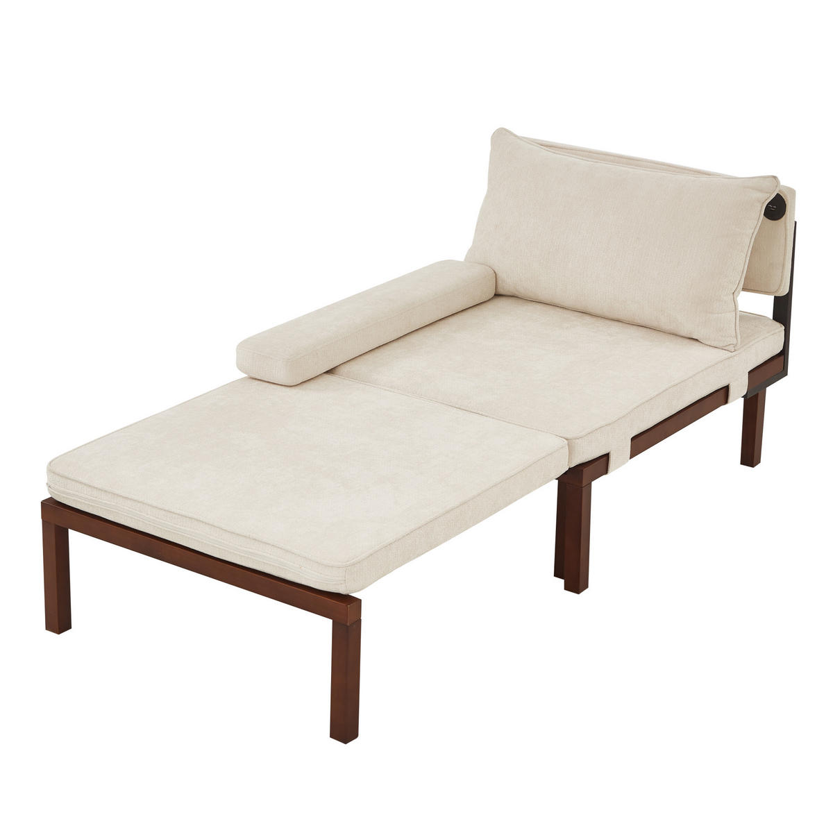 SCHLAFSESSEL mit Schlaffunktion, ausziehbar mit USB- und Type-C-Anschluss, platzsparendes 2-in-1-Design, Beige - Beige, Textil (82/79/176cm) - Redom