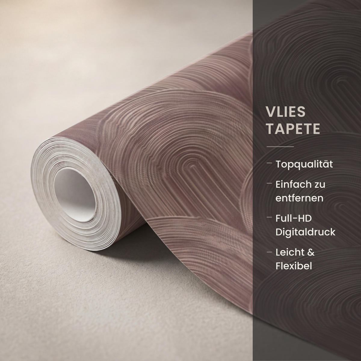 TAPETE - Rhythmic - Aufschlag - Braun - 500x200 cm - Dunkelbraun, Papier (500/200cm) - OnlyWow