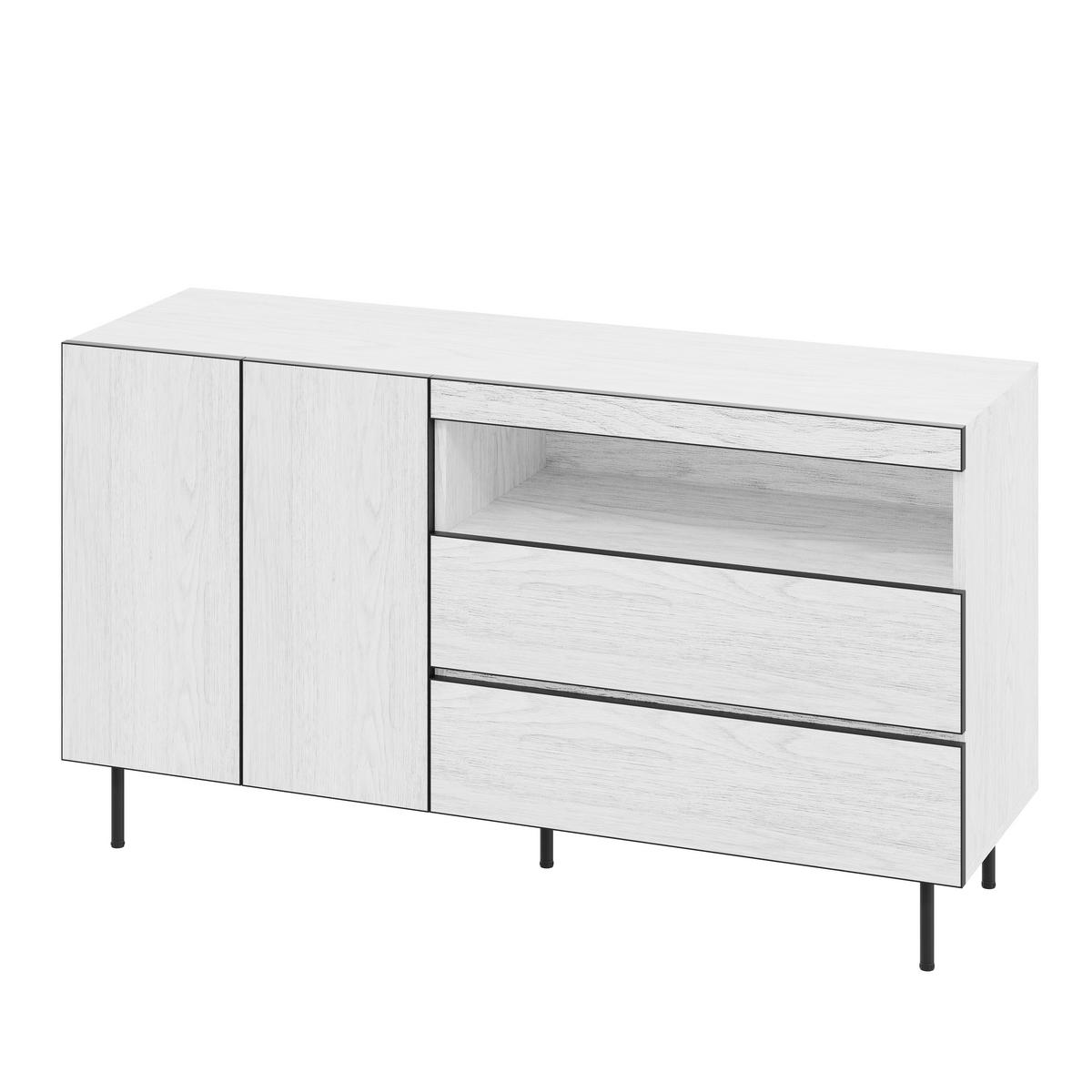 SIDEBOARD 140/42/77 cm Weiß aus Holzwerkstoff mit Schubladen - Weiß, Holzwerkstoff (140/77/42cm) - OKWISH