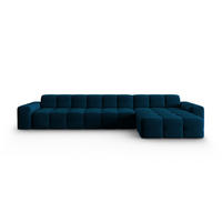 ECKSOFA rechts Kendal aus Samt marineblau 5 Sitzplätze - Blau, Textil (173/357cm) - Micadoni