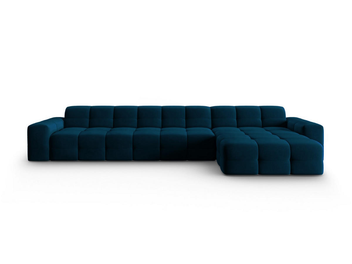 ECKSOFA rechts Kendal aus Samt marineblau 5 Sitzplätze - Blau, Textil (173/357cm) - Micadoni