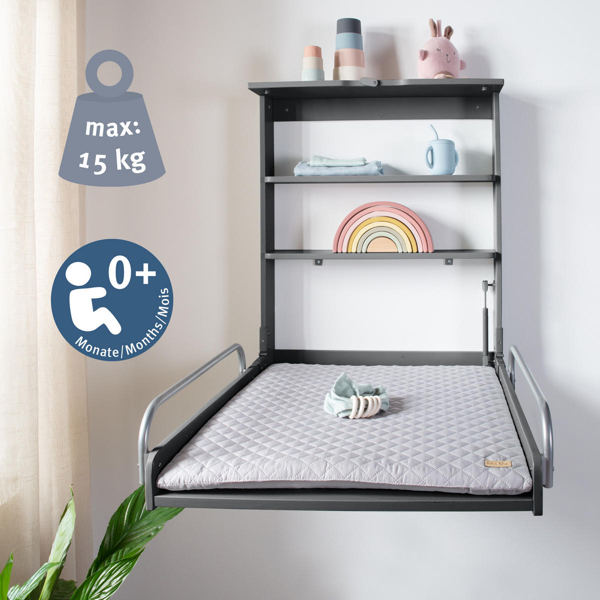 WANDWICKELREGAL roba Style grau - Anthrazit, Holzwerkstoff (66.5/78/76.5cm) - Roba
