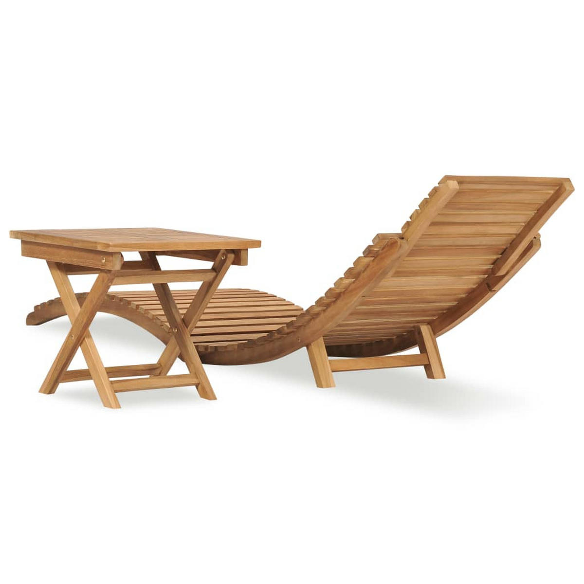 KLAPPBARE Sonnenliege mit Tisch Massivholz Teak - Braun, Holz (50/55/175cm) - furnicato