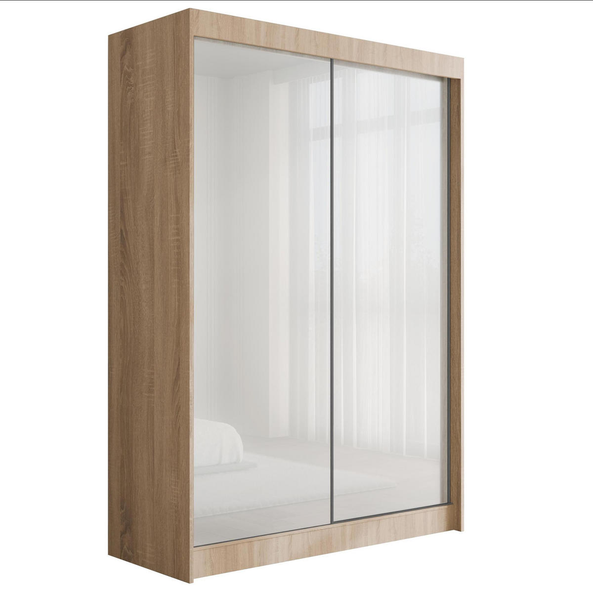KLEIDERSCHRANK PEKA - 120 cm - Sonoma Eiche|Weiß - Weiß/Sonoma Eiche, Holzwerkstoff (120/215/61cm) - ALTDECOR