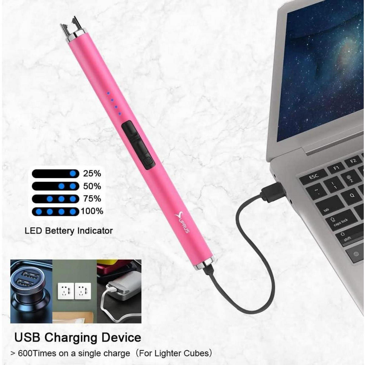 STABFEUERZEUG USB Aufladbar Plasma Pink - Pink, Kunststoff (4.1/1.7/17.7cm)