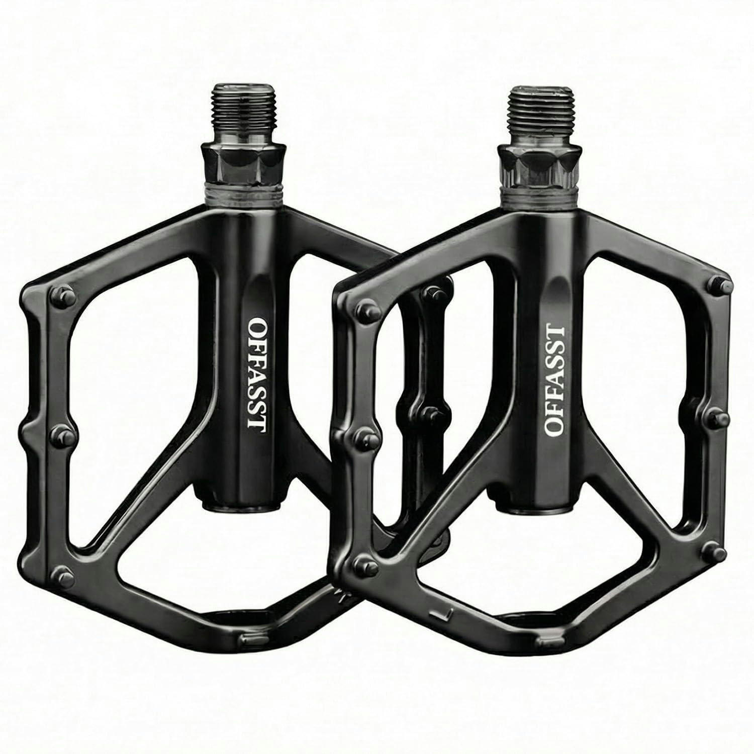 FAHRRADPEDALE Flats CNC Aluminium 9/16" mit 6 Anti-Rutsch-Stiften - Schwarz, Metall (9.8/2/12.5cm)