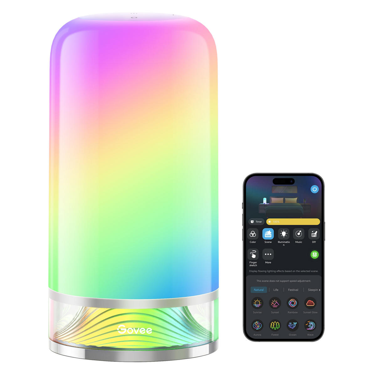 TISCHLEUCHTE Table Lamp 2, RGBICWW, 500 lm - Multicolor, Kunststoff (10.9/10.9/22.4cm) - Govee