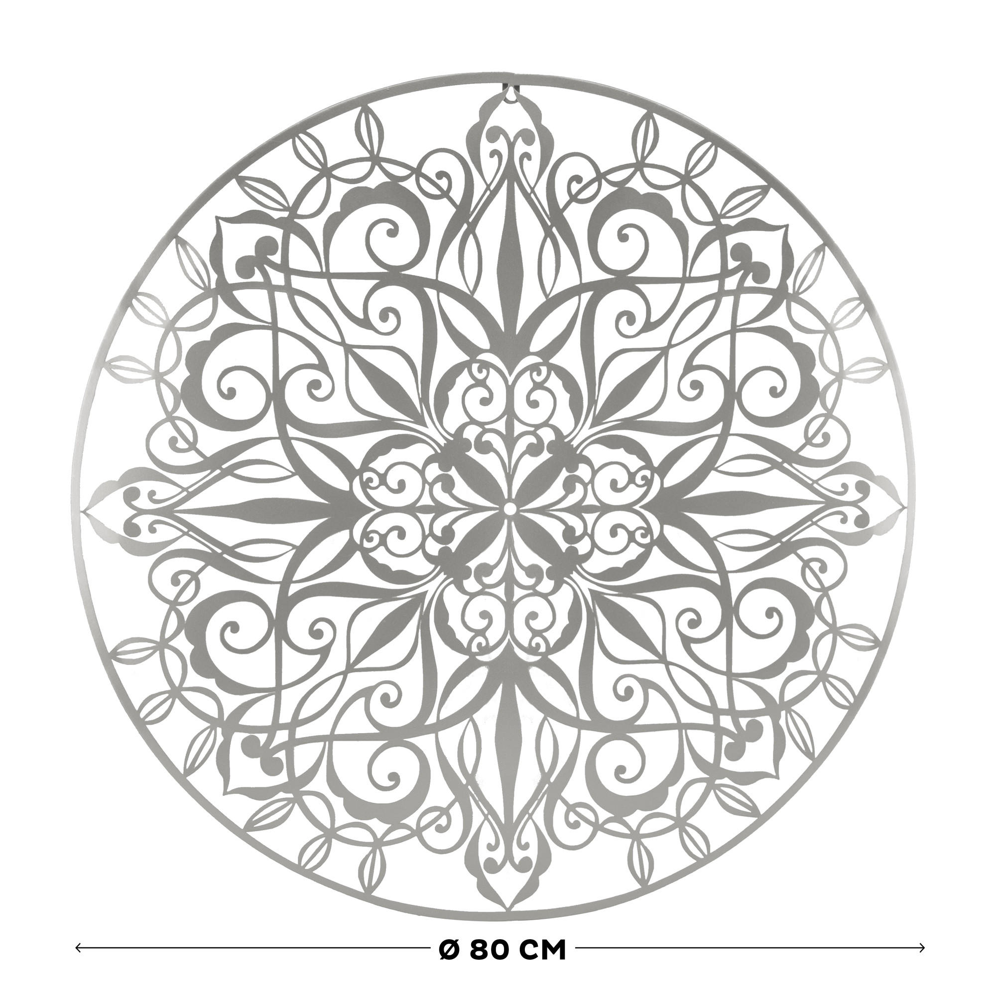 METALLKUNST - Luxus Mandala Silber - Silberfarben, Metall (80/1/80cm) - Art for the Home