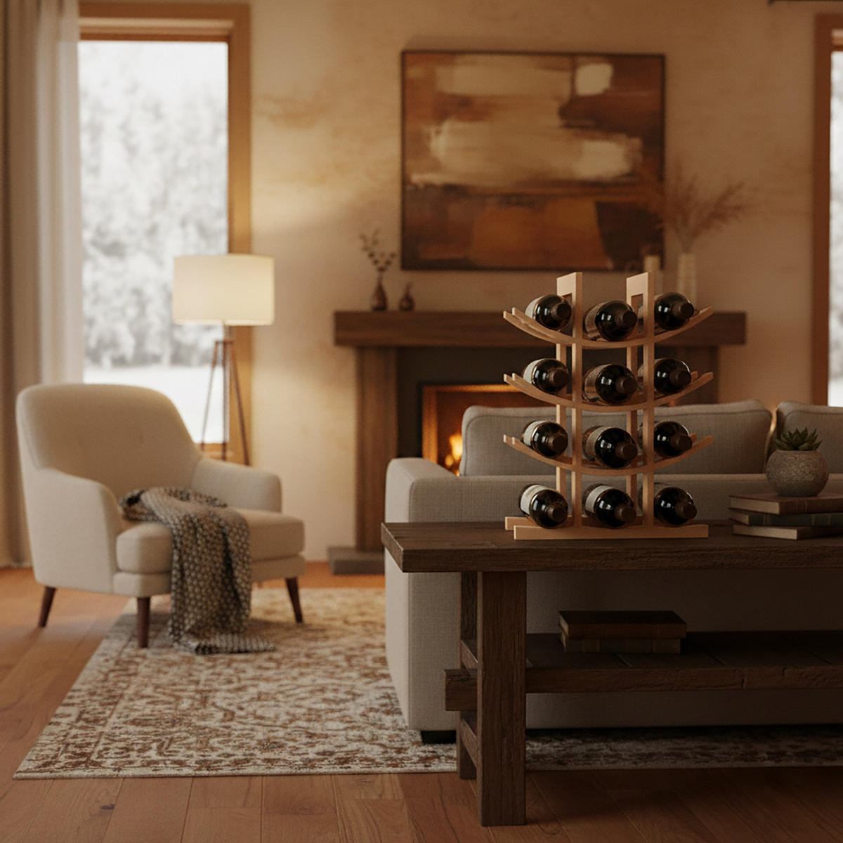 WEINREGAL - Hellbraun, Holz (30/14.5/41cm) - Relaxdays