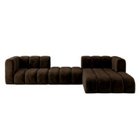 ECKSOFA Modulares In L-Form, Velvet-Stoff Riviera, Schokolade, Rechts, GRAND 319 cm - Braun, Holz (319/175cm) - Kaiser Möbel