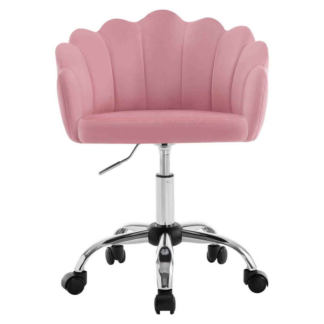 DREHSTUHL Samt Stoff, Metallrahmen, Rosa - Schwarz/Rosa, Textil/Metall (55/72/50cm) - Woltu