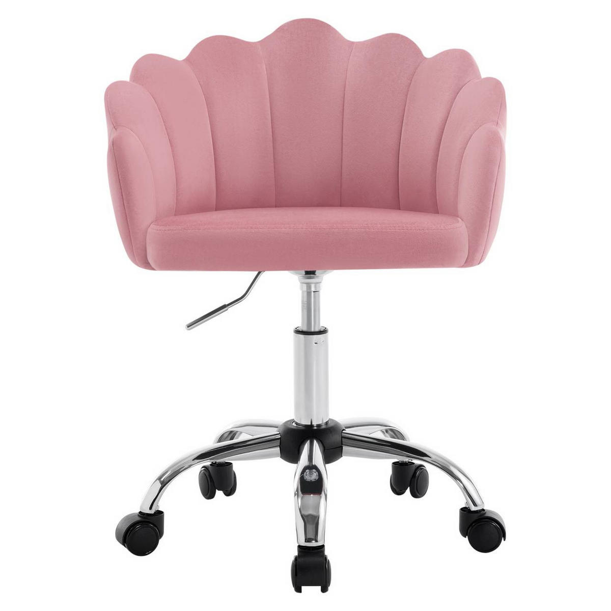 DREHSTUHL Samt Stoff, Metallrahmen, Rosa - Schwarz/Rosa, Textil/Metall (55/72/50cm) - Woltu